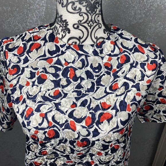 Andre Sauvage VINTAGE abstract red/black/white keyhole back shirt. size 6P - Picture 2 of 10
